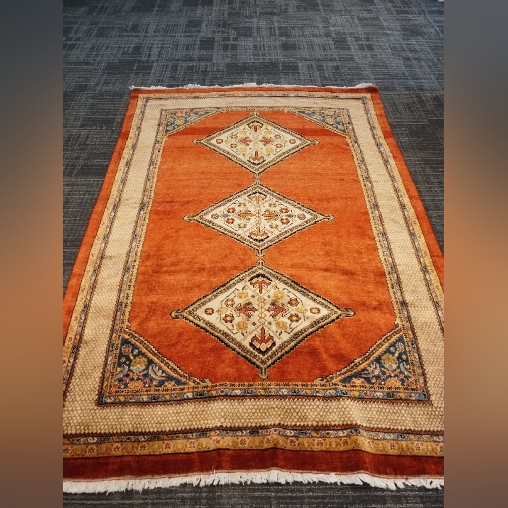 Unique Antique Rare Wool RUG 6x8 Birjand Mobasheri Handmade 1900s